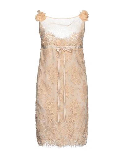 Shop Dsquared2 Woman Mini Dress Beige Size 2 Cotton, Polyamide, Silk