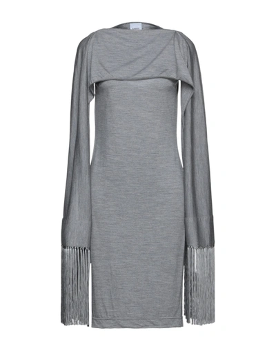 Shop Burberry Woman Midi Dress Grey Size 8 Merino Wool, Acetate