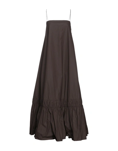 Shop Jil Sander Woman Maxi Dress Dark Brown Size 2 Cotton