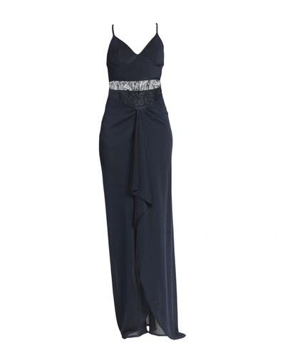 Shop Roberto Cavalli Woman Maxi Dress Midnight Blue Size 8 Viscose, Polyamide, Cotton, Polyester