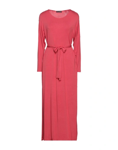 Shop Biancoghiaccio Woman Midi Dress Coral Size Xs Polyester, Elastane In Red