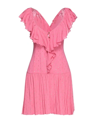 Shop Pin Up Stars Woman Mini Dress Fuchsia Size M Viscose, Lurex In Pink