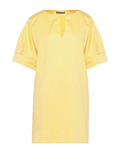 Shop Biancoghiaccio Woman Mini Dress Yellow Size 8 Cotton, Elastane