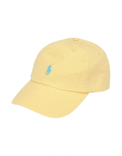 Shop Polo Ralph Lauren Cotton Chino Ball Cap Man Hat Light Yellow Size Onesize Cotton