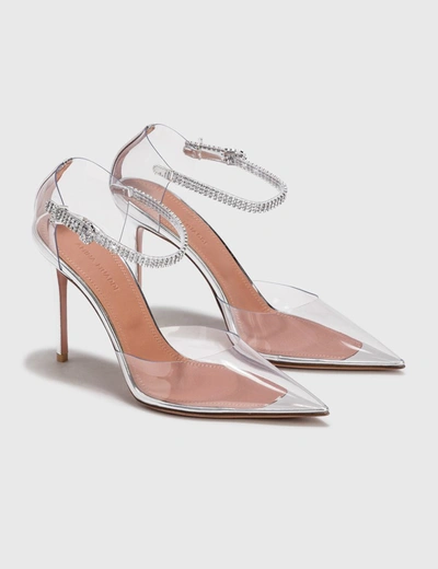 Shop Amina Muaddi Ursina Glass Pump 95 In N,a