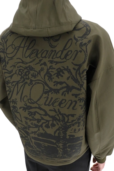 Shop Alexander Mcqueen Blake Print Windbreaker Jacket In Khaki