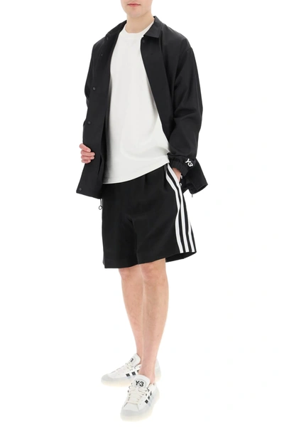 Shop Y-3 3-stripes Shorts In Black,white