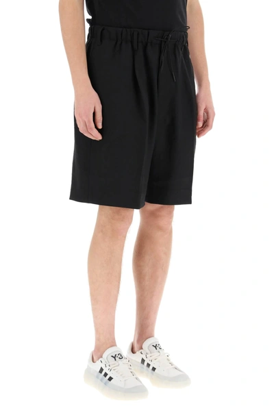 Shop Y-3 3-stripes Shorts In Black,white