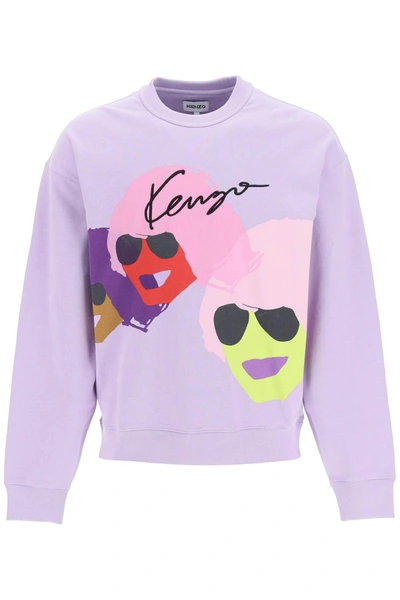 Shop Kenzo Tribute Oversized Sweatshirt In Purple,pink,black