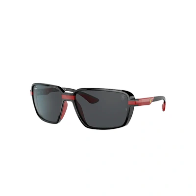 Shop Ray Ban Rb8360m Scuderia Ferrari Collection Sunglasses Red Frame Grey Lenses 62-15