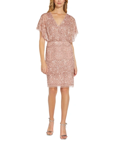 Shop Adrianna Papell Plus Size Embellished Blouson Dress In Candied Ginger