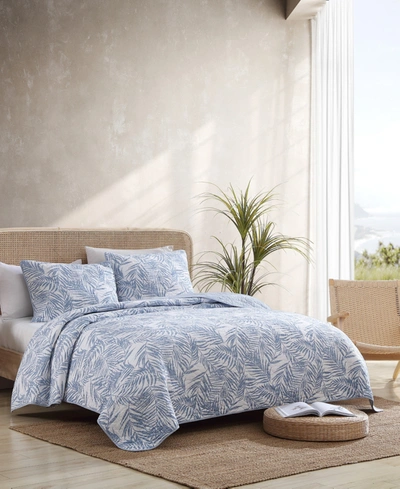 Shop Tommy Bahama Home Tommy Bahama Palmday Cotton Reversible 3 Piece Quilt Set, King In Blue Canal
