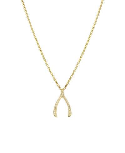 Shop Zoe Lev Diamond 14k Gold Wishbone Necklace