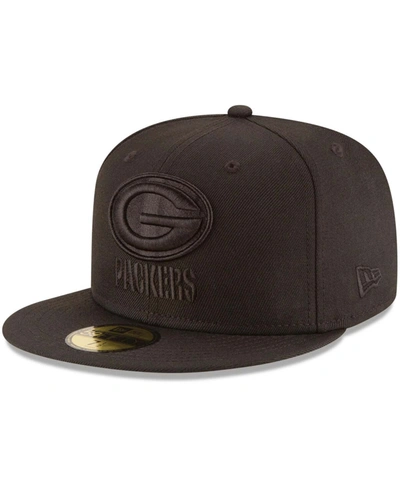 Shop New Era Men's Green Bay Packers Black On Black 59fifty Fitted Hat