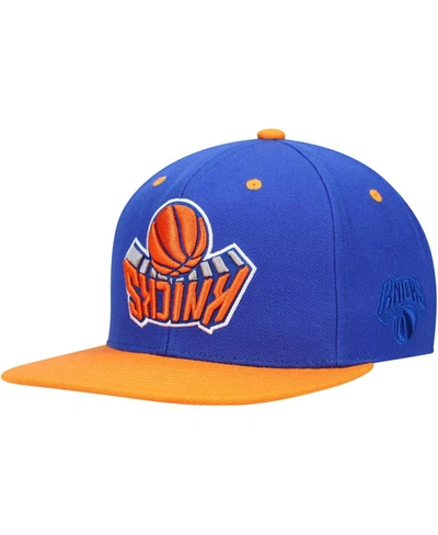 Shop Mitchell & Ness Men's Blue And Orange New York Knicks Upside Down Snapback Hat In Blue/orange