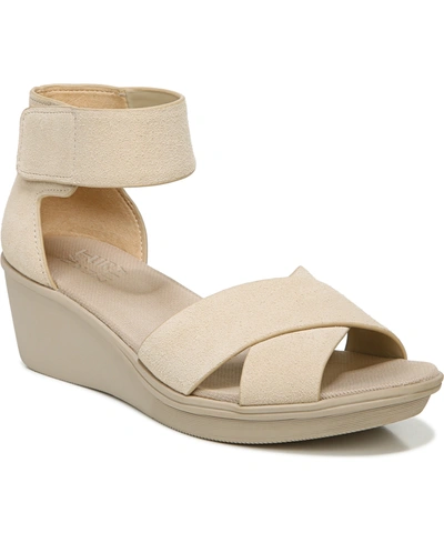Shop Naturalizer Riviera Ankle Strap Wedge Sandals Women's Shoes In Porcelain Suede