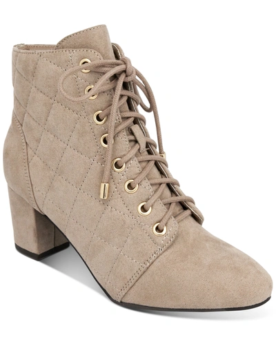 Shop Karen Scott Ivette Quilted Booties, Created For Macy's Women's Shoes In Taupe