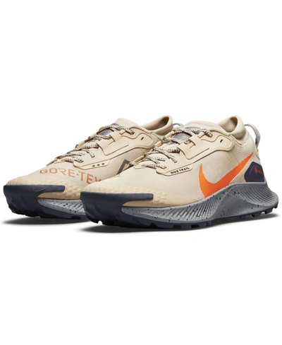 Shop Nike Men's Pegasus Trail 3 Gore-tex Trail Running Sneakers From Finish Line In Rattan/thunder Blue/parti