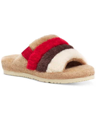 Shop Ugg Men's Fluff You Stripe Slipper Men's Shoes In Chestnut Multi