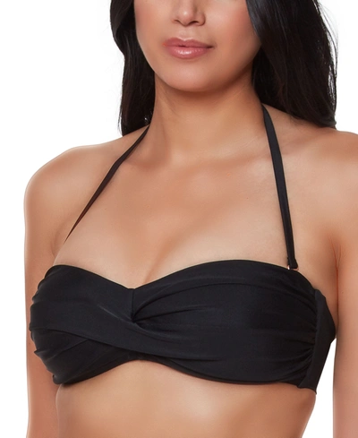 Shop Bar Iii Twist Bandeau Bikini Top, Created For Macy's Women's Swimsuit In Black