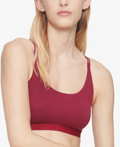 Shop Calvin Klein Women's Pure Ribbed Unlined Bralette Qf6438 In Rebellious