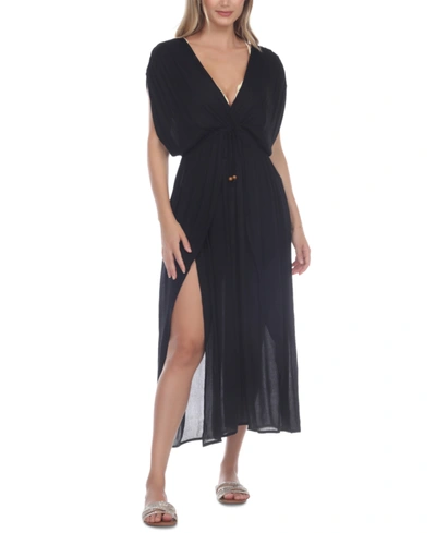 Shop Raviya Front-slit Cover-up Dress In Black
