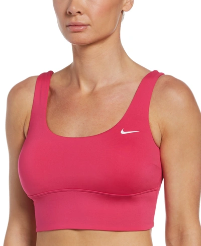 Shop Nike Essential Scoop-neck Bikini Top Women's Swimsuit In Pink Prime