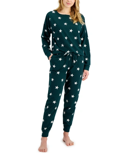 Shop Jenni Star-print Lounge Set, Created For Macy's In Teal Stars