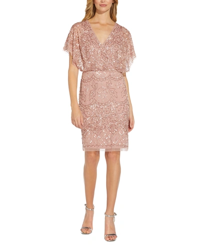 Shop Adrianna Papell Embellished Blouson Dress In Candid Ginger