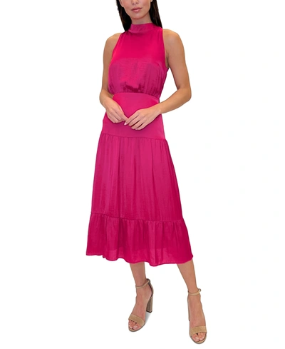 Shop Sam Edelman Tiered-skirt Tie-neck Dress In Pink