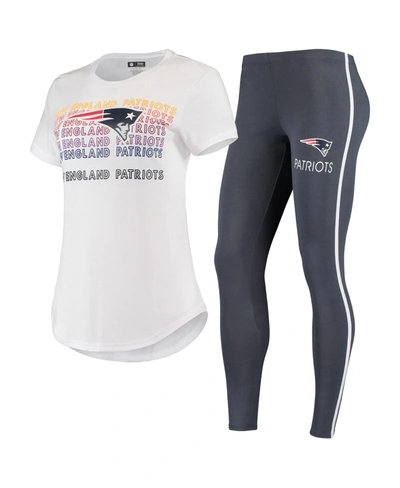 Shop Concepts Sport Women's White, Charcoal New England Patriots Sonata T-shirt And Leggings Set In White/charcoal