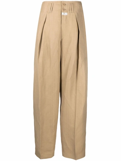 Shop Etro Wide Leg Trousers In Brown