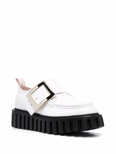 Shop Roger Vivier Viv Creepers Leather Loafers In White