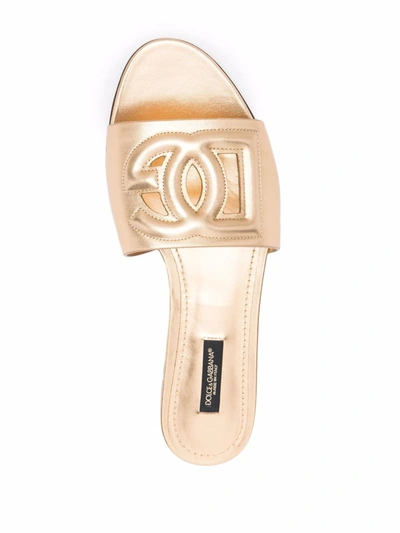 Shop Dolce & Gabbana Leather Sandals In Gold