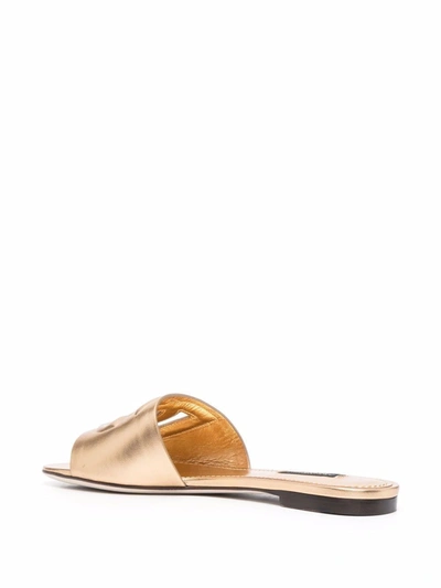 Shop Dolce & Gabbana Leather Sandals In Gold