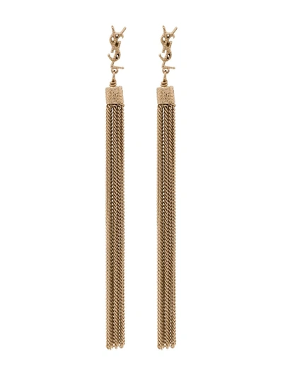 Shop Saint Laurent Monogram Loulou Chain Earring In Gold