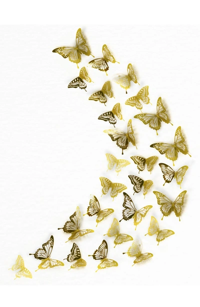 Shop Walplus 3d Butterflies 78-piece Wall Sticker In Gold
