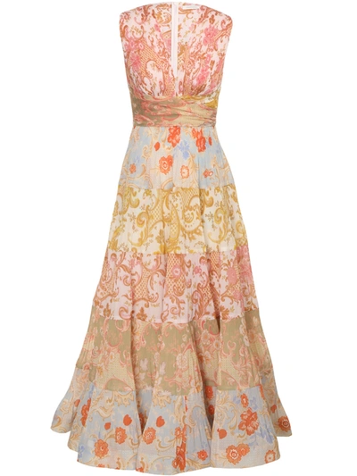 Shop Zimmermann Pleated Midi Dress In Printed