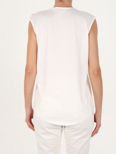 Shop Balmain Sleeveless White T-shirt