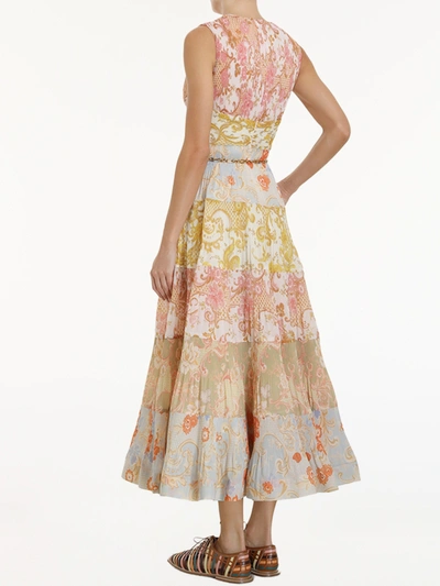 Shop Zimmermann Pleated Midi Dress In Printed