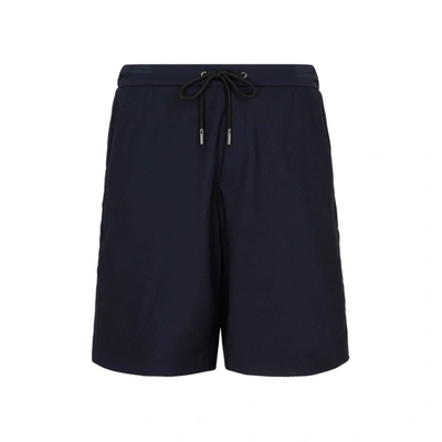 Shop Giorgio Armani Nylon Bermuda Pants In Blue