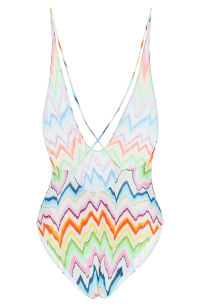 Shop Missoni Chevron Patterned Swimsuit In Mixed Colours