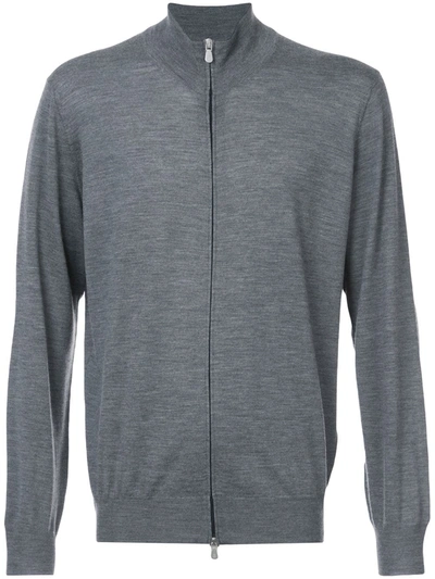 Brunello Cucinelli High-neck Zip-up Cardigan In Grey