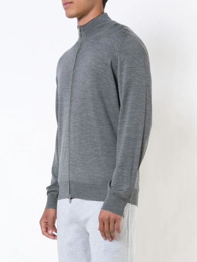 Shop Brunello Cucinelli Zipped Cardigan In Grey