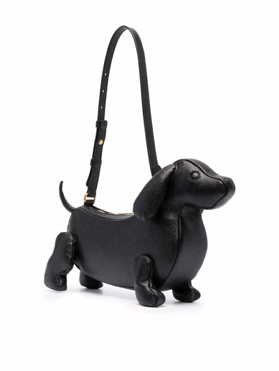 Thom Browne Hector Pebbled Leather Shoulder Bag In Black