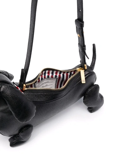 Thom Browne Hector Pebbled Leather Shoulder Bag In Black