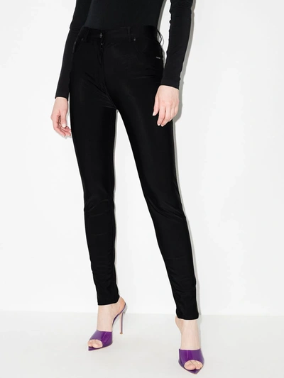 Tom Ford Skinny Glossy Compact Jersey Pants In Black