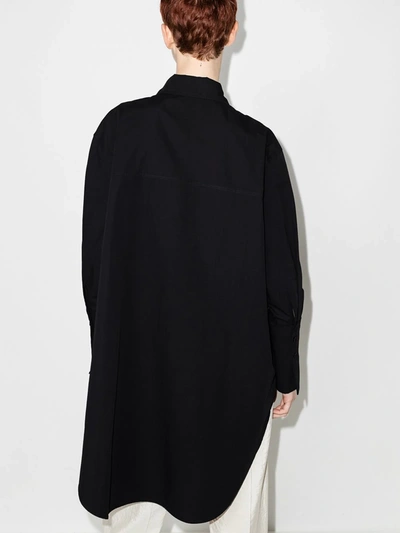 Shop St Agni Oversized Cotton Shirt In Black