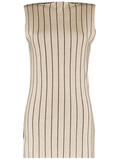 Shop St Agni Vertical-stripe Knitted Top In Neutrals