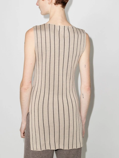 Shop St Agni Vertical-stripe Knitted Top In Neutrals